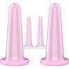 GeeRic 4pz Coppettazione Viso Silicone，GeeRic Coppette per Viso e Occhi Set Coppettazione Semplice Massaggio a Vuoto/Riduzione Doppio Mento/Gonfiore Labbra/Alleviare l'edema Facciale (Rosa)