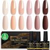 Shining She Smalto Semipermanente Unghie, TPO-Free HEMA-Free, 6 Colori Beige Nudo Pesca Rosa Nudo Rosa Pastello Marrone Smalto Gel Unghie UV LED per Uso Professionale/Salone/Casa Manicure, 8ML