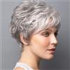 AUBWIG Parrucca corta grigia Ombre bianca Parrucca grigia corta naturale soffice corta leggera parrucca ondulata riccia con frangia Parrucche sintetiche per uso quotidiano (grigio ombre bianco)