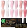 Shining She Smalto Semipermanente Unghie Jelly, TPO-Free HEMA-Free, 6 Colori Trasparente Beige Nudo Bianco Rosa Pastello Smalto Gel Unghie UV LED per Uso Professionale/Salone/Casa Manicure, 8ML