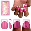 NOVO OVO Short Sharp Square White French Tip Nail Tips Press on Rose, Chiodi quadrati corti e affilati, Top Coat, copertura completa per unghie fai da te x 15 misure, 240 pezzi