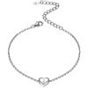 ChicSilver Cavigliera Donna in Argento Sterling 925, Ciondolo Cuore Lettera Iniziale Piccolo Delicato alla Moda, Catena Rolo Regolabile Sottile 22 + 5 CM, con Confezione - Argento J