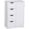 Easycomfort Mobile da Bagno con 4 Cassetti e 1 Armadietto Ripiano Regolabile a 3 Altezze Vernice Ecologica Anti-Ribaltamento in MDF Bianco 56x30x83cm