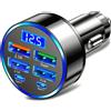 NONE Adattatore per auto a ricarica rapida 6 in 1 3.1A Doppio display digitale di tipo C Smartphone Tablet Power Bank Caricatore portatile nero