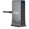 TQUQ Caricatore GaN USB C da 670W PD3.1 140W con Display Digitale per Ricarica Rapida, Compatibile con MacBook Pro, iPhone 17, 16, Samsung e Laptop