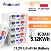 Aninerel Batteria LiFePO4 Aninerel 51.2V 100Ah, Inverter Solare Ibrido 6.2KW 48V, Batteria LiFePO4 51.2V 100Ah 200Ah con BMS Bluetooth 100A, 6000+ Cicli, Celle di Grado A, CAN/RS485