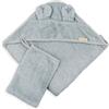 BAMBOOM Asciugamano Neonato Bamboom Con Orecchie-Guanto e Cappuccio 75x75 warm Ocean