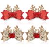 WLLHYF 4 fermagli per capelli con paillettes natalizie con fiocco rosso glitterato, fermagli per capelli, accessori per donne, ragazze, adolescenti, bambini, decorazioni per feste di Natale