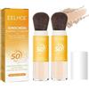 Baorder Minerale Polvere Solare SPF 50 PA++ - Crema in Polvere per Controllo Olio, Finitura Opaca Naturale, Traspirante Leggera Duratura con Pennello (2, 16g)