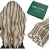 Easyouth Extension Capelli Veri Clip Marrone Capelli Veri Clip Extensions Marrone Chiaro Highlight Biondo Human Hair Clips in Extension Lisci #P8/60 30cm 70g 7pcs
