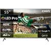 CHiQ 55QA10 55 Pollici 4K UHD QLED Smart TV HDR10, VRR e ALLM, Design Metallico Ultra Sottile Senza Cornice, Dolby Audio, HEVC Main 10, Triplo Tuner (DVB-C/T/T2/S/S2), Nuovo Modello