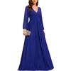 Ever-Pretty Abito Elegante Donna Cerimonia Manica Lunga Scollo A V Abiti da Damigella d'Onore Borgogna 40