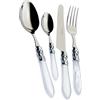 BUGATTI, Aladdin, Set Posate 24 Pezzi in Acciaio Inox 18/10, Ghiera Cromata e Manico Colore Bianco Effetto Madreperla. Set Posate 6 Persone: 6 cucchiai, 6 forchette, 6 coltelli e 6 cucchiaini caffè