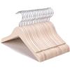 Nature Smile Confezione da 20 grucce in legno grezzo/naturale per bambini, per camicie, vestiti, cappotti, senza pittura, gancio girevole a 360°, antiruggine, cromati, con intagli extra lisci