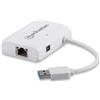 Manhattan Adattatore USB 3.0 con porta Ethernet LAN 1Gbps e Hub 3 porte Usb3.0