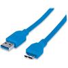 Manhattan Cavo USB 3.0 SuperSpeed A/Micro B M/M 1 m Blu in Blister