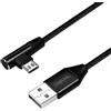 Cavo Micro USB Angolo Retto 90° 2 Metri – Nylon Intrecciato, Ricarica Rapida 2A E Sincronizzazione, Compatibile Con Samsung, HTC, LG, Sony E Altri (Nero) - 2