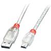 Lindy Cavo Lindy USB 2.0 Kabel A/Mini-B, transparent, 1m [41782]