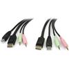 Startech.com Cavo switch StarTech KVM DisplayPort USB 4in1 con audio e microfono 1.8A Nero [DP4N1USB6]