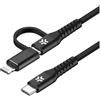 Celly Cavo adattatore Celly 2in1 100W Usb-C a Uscb-C + luce 2m Nero [USBC2IN1BK]
