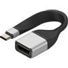 Techly Cavo Techly ICOC USBC-DP12 Corto Piatto USB Tipo C Maschio a Displayport Femmina FPC 13.1cm Nero