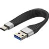 Techly Cavo Techly Corto Piatto USB Tipo C Maschio a USB-A Maschio Ricarica Rapida FPC 12cm Nero