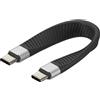 Techly Cavo Techly Corto Piatto USB Tipo C Maschio a USB Tipo C Maschio E-Mark Ricarica Rapida FPC 12.4cm Nero