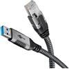 Goobay Cavo Goobay Ethernet USB-A 3.2 Gen1 RJ-45 3m Nero/Argento [70499]