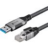 Techly Cavo Techly USB 3.0 Cat.6 Usb-A>Ethernet RJ-45 M/M 7.5m Nero/Argento 1pz
