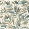 Rasch Tapeten 867640 - Carta da parati in tessuto non tessuto con foglie in azzurro, verde oliva, petrolio scuro e bianco, della collezione Symphony, 10,05 m x 0,53 m (lunghezza x larghezza)