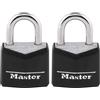 Master Lock lucchetto in ottone massiccio con chiave, nero, 2-pack, 121T