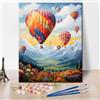 TISHIRON Kit per dipingere con i numeri, per adulti, bellissimi palloncini termici sul cielo nel paesaggio di montagna, dipingere con i numeri, per adulti, 16 x 20 pollici