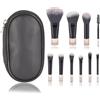 AWAVM 10 pennelli da trucco da viaggio e astuccio professionale, mini set per viso e occhi (nero)