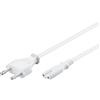Goobay 51326 Cavo di collegamento Euro / cavo di rete / cavo di alimentazione / 2 Adrig / spina Euro (tipo C, CEE 7/16) > presa apparecchio C7 / bianco / 1,5m
