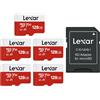Lexar Micro SD 128 GB 5PK Scheda Micro SD fino a 100 MB/sec(R) Scheda di Memoria