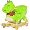 HOMCOM Cavallo a Dondolo Forma di Drago con Ruote per Bambini in Legno e Peluche