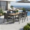 Bizzotto Set Pranzo Tavolo Allungabile cm.220-340x100 + 6 Poltrone in Alluminio Antracite