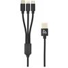 Sbox Multi cavo di Ricarica Sbox USB tipo-A a USB-C micro USB e 8-pin 1m Nero