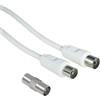 Cavo antenna Hama M/F con adattatore M/M wireless/75dB/Bianco