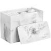 Luxspire Contenitore Trucchi in Resina con Coperchio,2 Scompatimenti Ultra Resistente Urti Graffi,Dim 13,5 x 9,5 x 7 cm Accessori Bagno, Contenitore per Gioielli, Pennelli, Bianco
