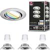 Paulmann 92467 Lampada LED da incasso Base Smart Home Zigbee orientabile rotonda 230V 3x4,9W 3x420lm dimmerabile 90mm ferro spazzolato metallo RGBW+