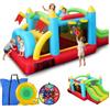AKEYDIY Grande castello gonfiabile per bambini, 2 in 1, set di trampolino gonfiabile ad ostacoli da giardino, set completo con ventilatore (collegabile B)