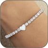 KLIFOWDY Braccialetto tennis con iniziale, per donne e ragazze, in argento Sterling 925, con lettera A-Z, cuore e zirconia cubica, regalo di compleanno per donne, fidanzata, figlia, sorella, Misura