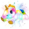 Cuteoy Peluche a forma di unicorno bianco con luci a LED, ideale come regalo di compleanno o di Natale, per bambine e ragazze, 38,1 cm