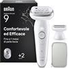 Braun Silk Epil 9 Epilatore Elettrico Donna Con Testina Ampia Per Una Facile Rimozione Dei Peli, Rasoio Elettrico Donna Wet & Dry, Include Testina Radente, Cappuccio Regolatore 9-041, Argento