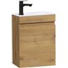 Kometmöbel Mobile Bagno Sospeso 40cm con Lavabo in Resina - Mobiletto Salvaspazio per Bagno di Servizio - Già Assemblato (Rovere 40cm, Senza Rubinetto)