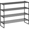SONGMICS Scarpiera a 4 Ripiani, Scaffale Portascarpe in Metallo, per 20-25 Paia di Scarpe, Verticale o Capovolto, Impilabile, Ingresso, 30 x 92 x 75 cm, Nero LSA14BK