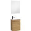Kometmöbel Mobile Bagno Sospeso 40cm con Lavabo in Resina - Mobiletto Salvaspazio per Bagno di Servizio - Già Assemblato (Rovere 40cm, Con Specchio)