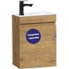 Kometmöbel Mobile Bagno Sospeso 40cm con Lavabo in Resina - Mobiletto Salvaspazio per Bagno di Servizio - Già Assemblato (Rovere 40cm, Con Rubinetto Nero)