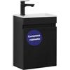 Kometmöbel Mobile Bagno Sospeso 40cm con Lavabo in Resina - Mobiletto Salvaspazio per Bagno di Servizio - Già Assemblato (Nero 40cm, Con Rubinetto Nero)